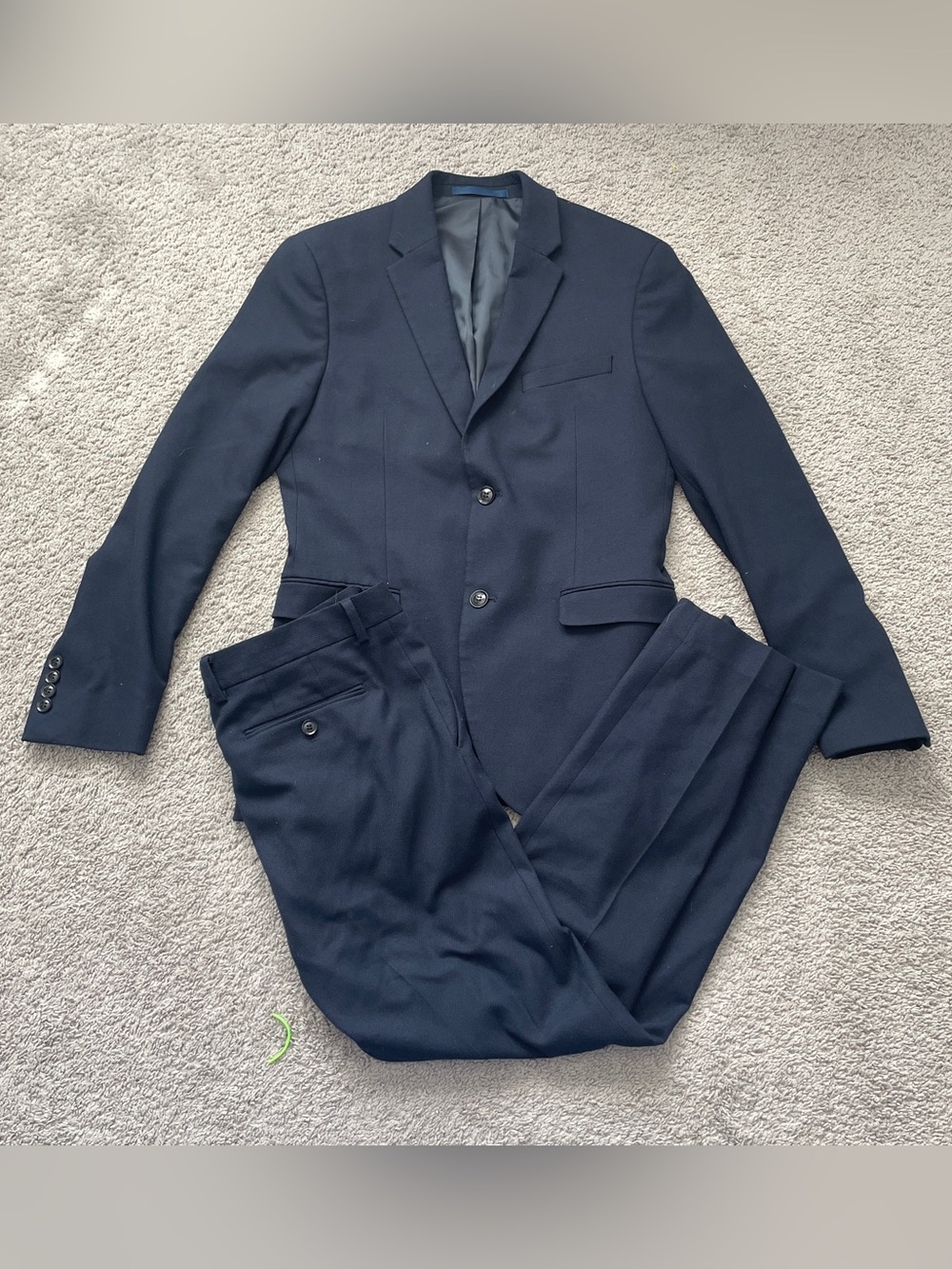 Topman Mens 2 Piece Suit Skinny Fit 38R 32x30 Navy Blue Jacket Pants Set
